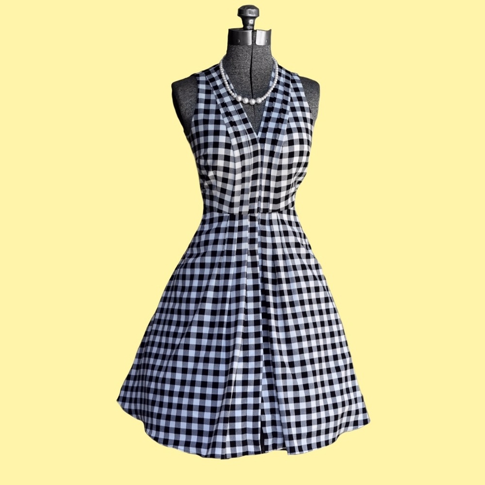 Ann Taylor Black and White Checkered Vintage Style